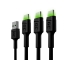 Set 3x Cablu USB-C Tip C 200cm LED Green Cell Ray cu încărcare rapidă, Ultra Charge, Quick Charge 3.0