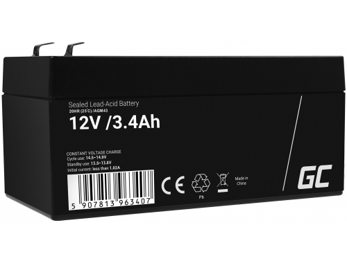 Green Cell® AGM 12V 3.4Ah VRLA acumulator plumb acid baterie fara mentenanta jucării sisteme de alarma