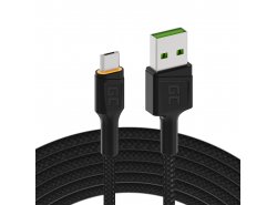 Cablu USB Green Cell GC Ray - Micro USB 120cm, LED portocaliu, încărcare rapidă Ultra Charge, QC3.0