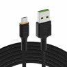 Cablu USB Green Cell GC Ray - Micro USB 120cm, LED portocaliu, încărcare rapidă Ultra Charge, QC3.0