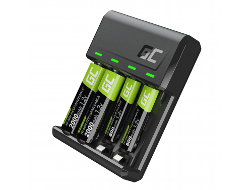 Setați încărcătorul Green Cell GC VitalCharger și bateriile NiMH la 2x AA 2000mAh 2x AAA 800mAh