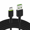 Cablu USB-C Tip C 1,2m LED Green Cell Ray cu încărcare rapidă, Ultra Charge, Quick Charge 3.0