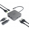 Adaptor HUB USB-C Green Cell 6 în 1 (3xUSB 3.0 HDMI 4K Ethernet) pentru Apple MacBook Pro, Air, Asus, Dell XPS, HP, Lenovo X1