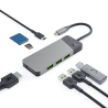 Adaptor HUB GC Connect 7în1 (3xUSB-A 3.1 HDMI 4K 60Hz USB-C PD 85W) pentru Apple MacBook M1/M2 Lenovo X1, Asus ZenBook, Dell XPS