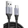 Cablu USB către USB-C UGREEN de 300 cm, Încărcare rapidă Quick Charge 3.0, Durabilitate înaltă, Negru-argintiu