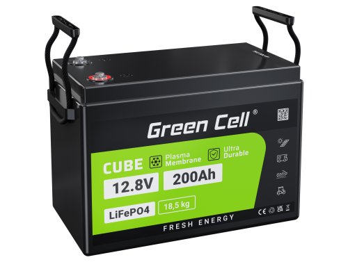 Baterie litiu-fosfat de fier LiFePO4 Green Cell 12V 12.8V 200Ah pentru panouri solare, case mobile și bărci