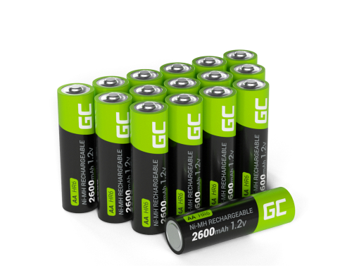 16x baterii reîncărcabile AA R6 2600mAh Ni-MH Acumulatori Green Cell