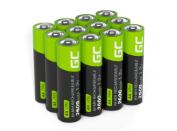 12x baterii reîncărcabile AA R6 2600mAh Ni-MH Acumulatori Green Cell