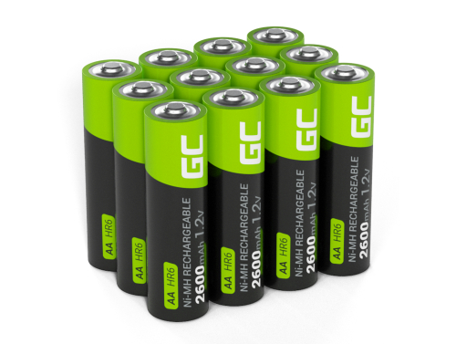 12x baterii reîncărcabile AA R6 2600mAh Ni-MH Acumulatori Green Cell