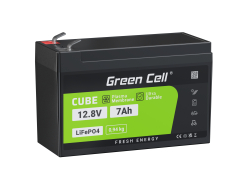 Green Cell® LiFePO4 Baterie 7Ah 12.8V 89.6Wh litiu-fier-fosfat pentru Sistem fotovoltaic, Camper, Barca