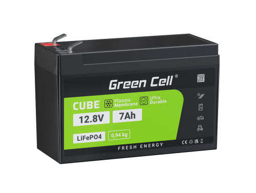 Green Cell® LiFePO4 Baterie 7Ah 12.8V 89.6Wh litiu-fier-fosfat pentru Sistem fotovoltaic, Camper, Barca