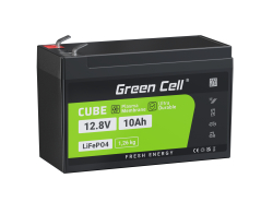 Green Cell® LiFePO4 Baterie 10Ah 12.8V 128Wh litiu-fier-fosfat pentru Sistem fotovoltaic, Camper, Barca