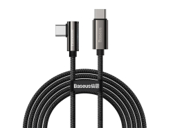 Cablu unghiular USB-C la USB-C din seria Baseus Legend, 100W, 2m, Negru, Încărcare rapidă PD și transfer de date 480 Mbps