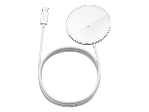 Încărcătorul inductiv Baseus Simple Mini cu magneți pentru iPhone, 15W, Magsafe, Alb