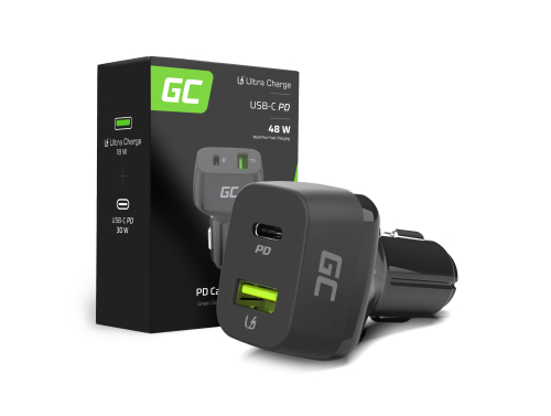 Green Cell Incarcator auto 48W USB-C USB-A incarcare rapida Power Delivery cu Quick Charge 3.0