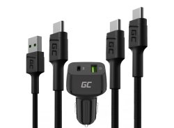 Set de încărcare rapidă pentru telefoane mobile – Încărcător USB-C USB-A de 48W + 2 cabluri USB-C de 30 cm