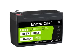 Green Cell CUBE LiFePO4 Baterie 10Ah 12.8V 128Wh litiu-fier-fosfat pentru UPS, Alimentare de urgență, Jucării, Scutere, Quad-uri