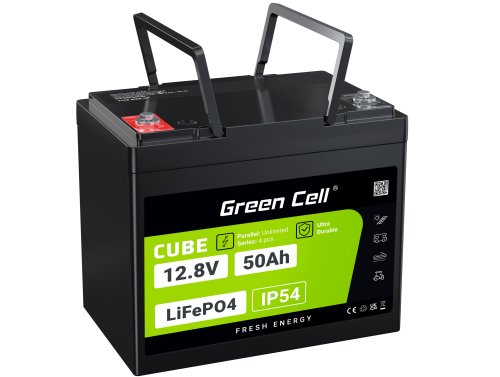 Green Cell CUBE LiFePO4 Baterie 50Ah 12.8V 640Wh litiu-fier-fosfat pentru Rulote, Cărucioare de golf și Turbine eoliene