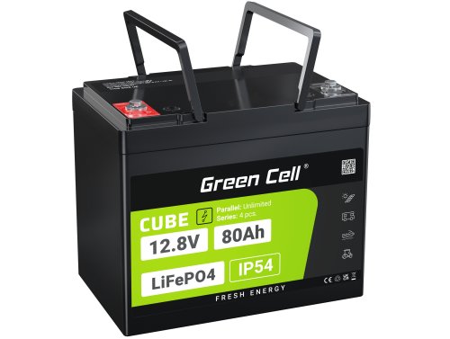 Green Cell CUBE LiFePO4 Baterie 80Ah 12.8V 1024Wh litiu-fier-fosfat pentru Sisteme Fotovoltaice, Camping, Bărci Marine