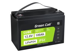 Green Cell CUBE LiFePO4 Baterie 100Ah 12.8V 1280Wh litiu-fier-fosfat pentru Sisteme Fotovoltaice, Rulote, Bărci Marine