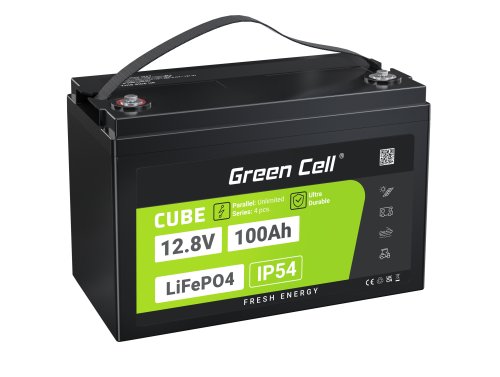 Green Cell CUBE LiFePO4 Baterie 100Ah 12.8V 1280Wh litiu-fier-fosfat pentru Sisteme Fotovoltaice, Rulote, Bărci Marine