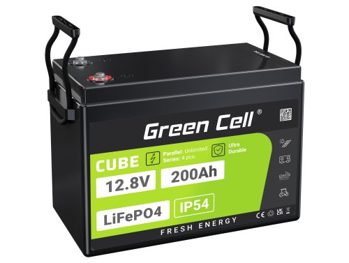 Green Cell CUBE LiFePO4 Baterie 200Ah 12.8V 2560Wh litiu-fier-fosfat pentru Sistem fotovoltaic, Camper, Barca, Foodtruck