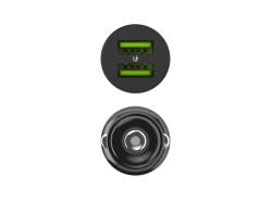Green Cell încărcător auto USB PowerRide Nano36, 2x USB-A, 36W încărcare rapidă Ultra Charge + LED Cablu Lightning 120cm