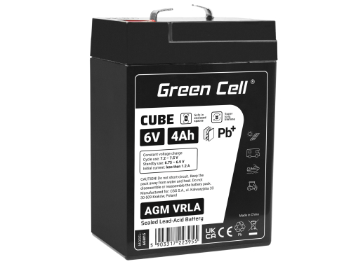 Green Cell CUBE AGM IP54 6V 4Ah VRLA acumulator plumb acid baterie fara mentenanta jucării sisteme de alarma