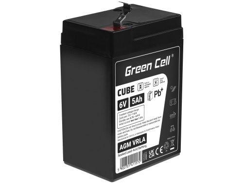 Green Cell CUBE AGM IP54 6V 5Ah VRLA acumulator plum acid baterie fara mentenanta jucării sisteme de alarma