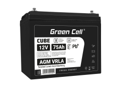 Green Cell CUBE AGM IP54 12V 75Ah VRLA acumulator plumb acid baterie fara mentenanta fotovoltaice autorulote camion