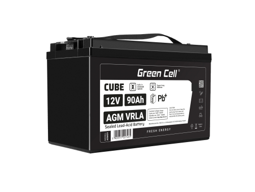 Green Cell CUBE AGM IP54 12V 90Ah VRLA acumulator plum acid baterie fara mentenanta fotovoltaice autorulote camion