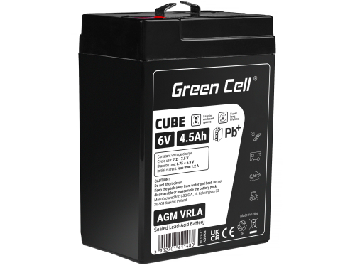 Green Cell® AGM 6V 4.5Ah VRLA acumulator plumb acid baterie fara mentenanta jucării sisteme de alarma