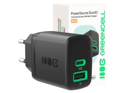 Green Cell PowerSource Duo30 încărcător USB/USB-C negru, adaptor de alimentare 30 W cu Power Delivery