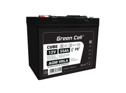 Green Cell CUBE AGM IP54 12V 55Ah VRLA acumulator plumb acid baterie fara mentenanta fotovoltaice autorulote camion