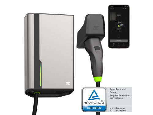 Green Cell HabuDen Wallbox 11kW 22kW 32A 7,5m Cablu Tip 2 Stație de încărcare EV pentru mașini electrice App GC Bluetooth WiFi