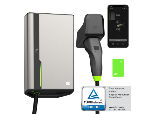 Green Cell GC HabuDen Wallbox 11kW 22kW 32A 7,5m NFC Cablu Tip 2 Stație de încărcare EV pentru mașini electrice App GC BT WiFi
