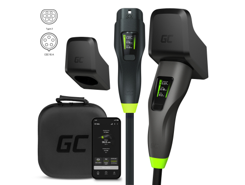 Green Cell GC Habu Încărcător Mobil EV 11kW 7m Tip 2 CEE 16A Wallbox cu Aplicație + Habu Holder - suport cablu de încărcare EV