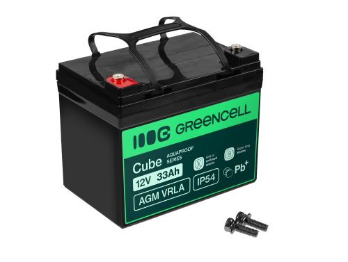 Green Cell Cube AGM VRLA IP54 12V 33Ah acumulator fără întreținere pentru mașini de tăiat iarba, scutere, bărci
