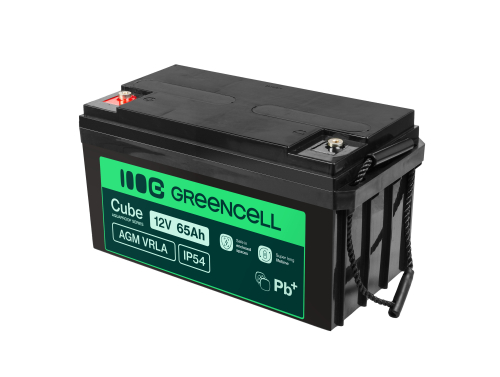 Green Cell Cube AGM VRLA IP54 12V 65Ah acumulator fără întreținere pentru mașini de tăiat iarba, scutere, bărci