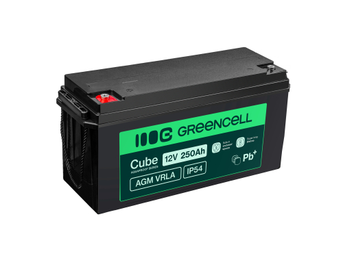 Green Cell Cube AGM VRLA IP54 12V 250Ah acumulator fără întreținere pentru camper, fotovoltaice, panouri solare, bărci