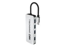 Adaptor Basic HUB Greencell USB-C 4in1 (4×USB-A 3.0) – transfer rapid până la 5 Gb/s, carcasă din aluminiu