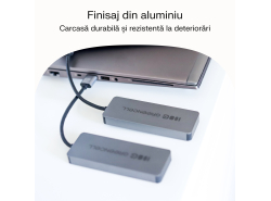 Adaptor Basic HUB Greencell USB-C 4in1 (4×USB-A 3.0) – transfer rapid până la 5 Gb/s, carcasă din aluminiu