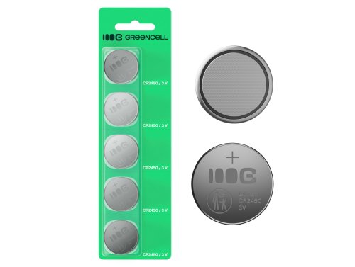 Greencell Blister 5x bateria Litium CR2450 3V 600mAh pentru cheie, ceas, telecomandă, cântar