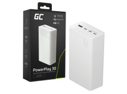 Greencell PowerPlay 30 - powerbank alb de 30 000mAh, 22,5W, 4 porturi