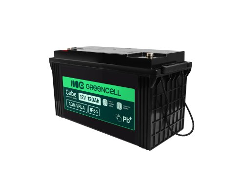 Greencell AGM VRLA 12V 120Ah acumulator fără întreținere pentru bărci și panouri solare (173x406x233mm)