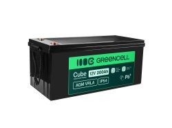 Greencell AGM VRLA 12V 200Ah acumulator fără întreținere pentru bărci și panouri solare (240x522x226mm)