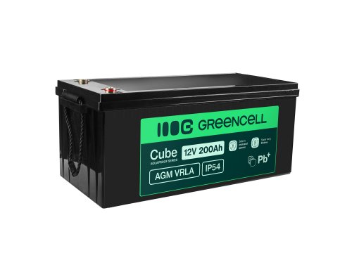 Greencell AGM VRLA 12V 200Ah acumulator fără întreținere pentru bărci și panouri solare (240x522x226mm)