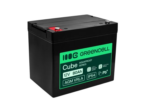 Greencell AGM VRLA 12V 80Ah acumulator fără întreținere pentru UPS, cântar, camper (260x168x216mm)