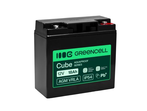 Greencell AGM VRLA 12V 18Ah fără întreținere pentru case de marcat, jucării, camere (181x77x167mm)