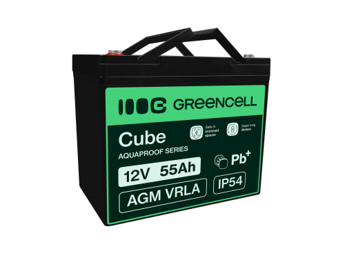 Green Cell CUBE AGM IP54 12V 55Ah VRLA acumulator plumb acid baterie fara mentenanta fotovoltaice autorulote camion
